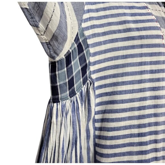 INJIRI Amber Striped Patchwork Midi Dress 100% Cotton - Picture 7 of 17